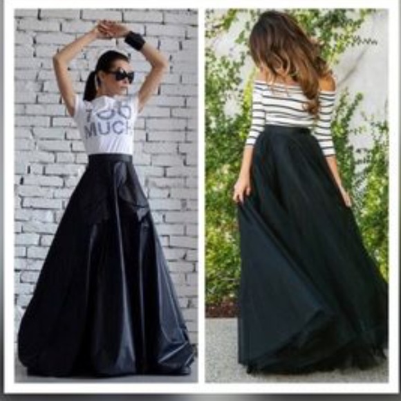 Banana Republic Silk Taffeta Black Maxi Skirt